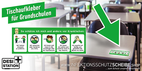 Tischaufkleber „Verhaltensregeln“ für Grundschule, Farbstil grün