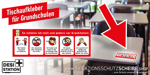 Tischaufkleber „Verhaltensregeln“ für Grundschule, Farbstil rot